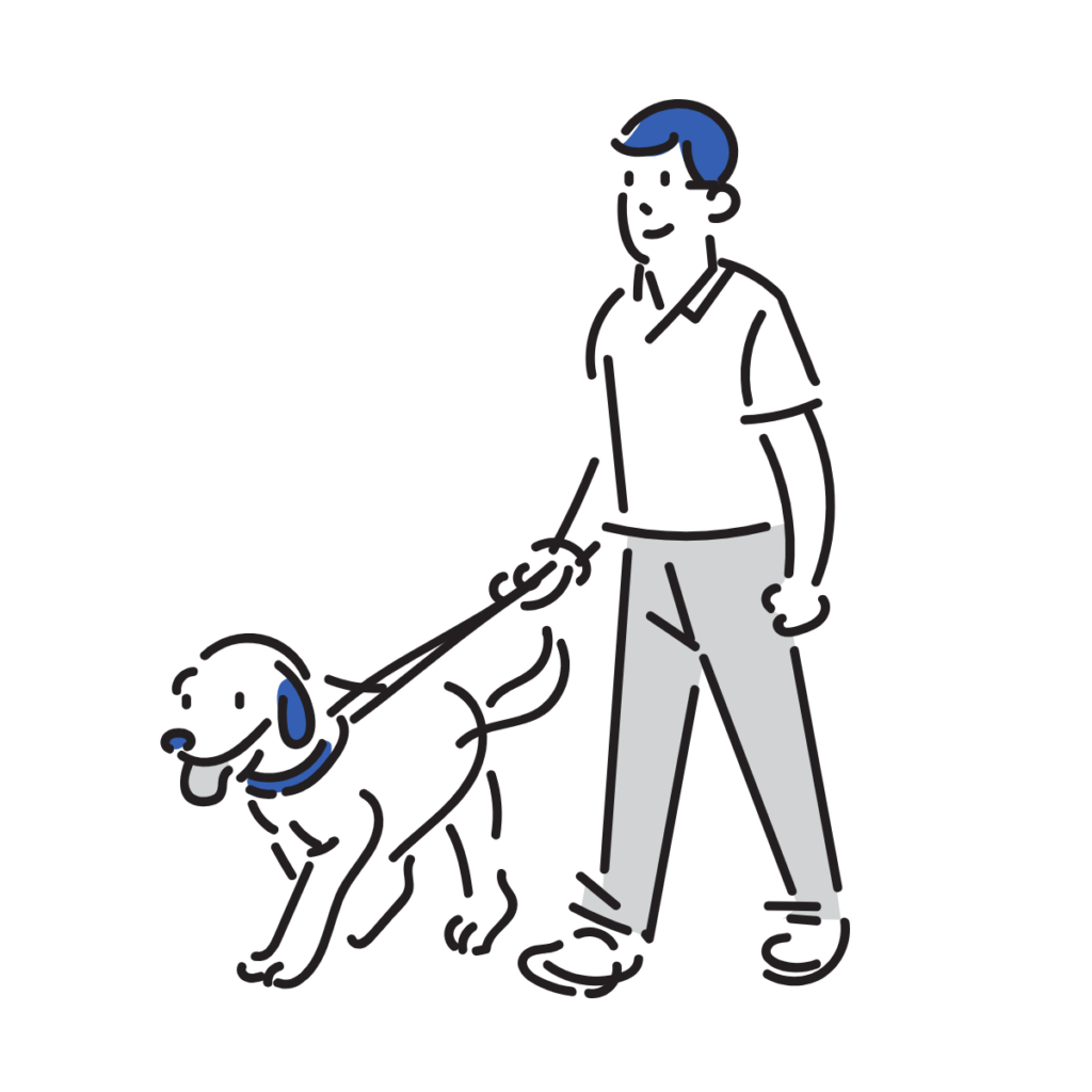 犬を散歩させる男性のイラスト